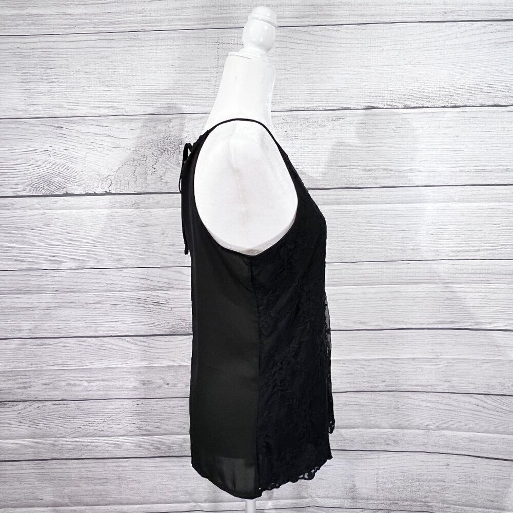 New York & Company Lace Tank | Black | Halter | Small | Round Neck | Women's - Picture 3 of 12